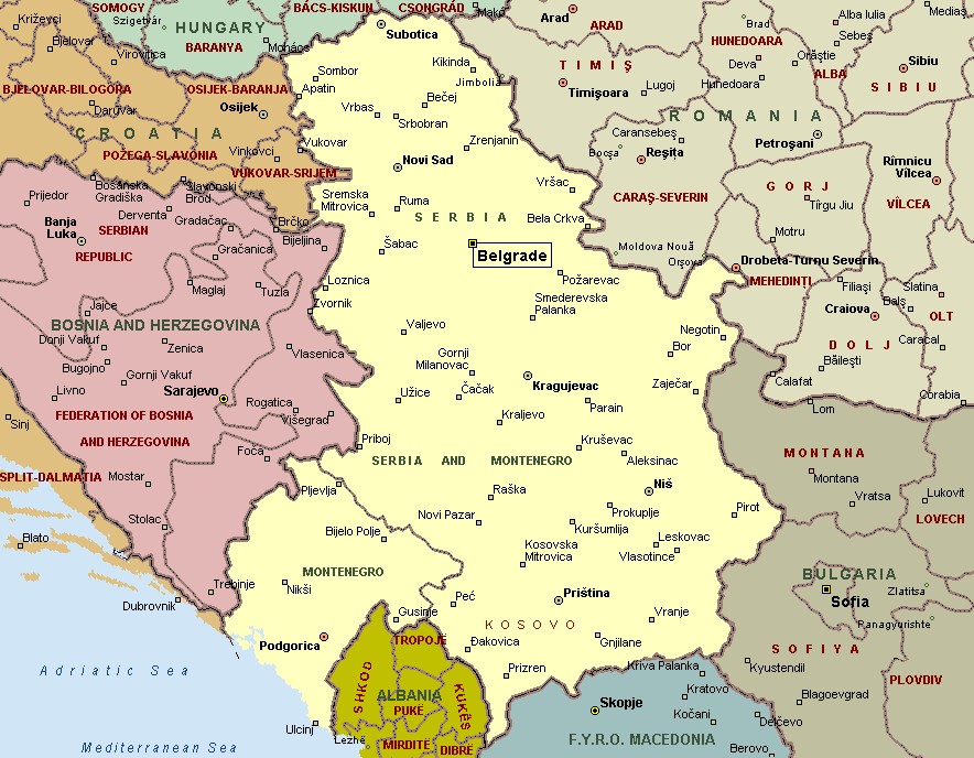 Serbia Montenegro Map